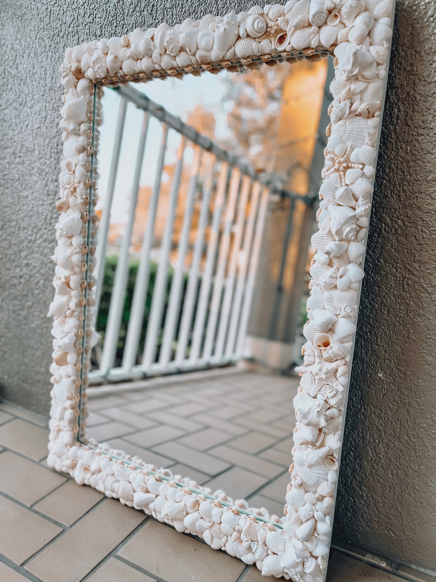 White Seashell Mirror 24x34”