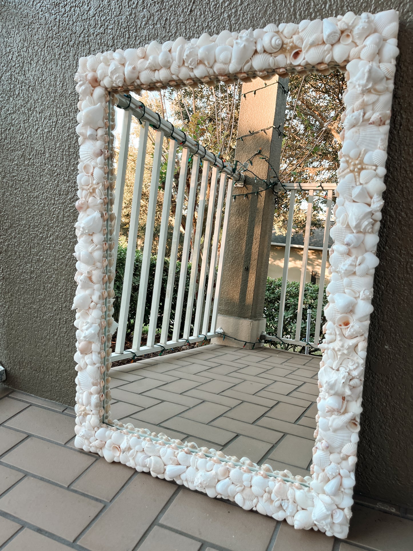 White Seashell Mirror 24x34”