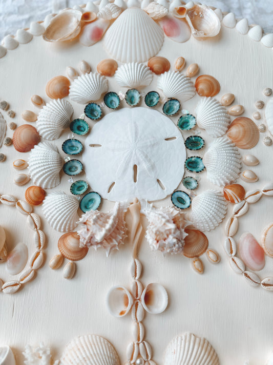 Antique White Circular Shell Panel for Wall 18.5", Made-to-Order