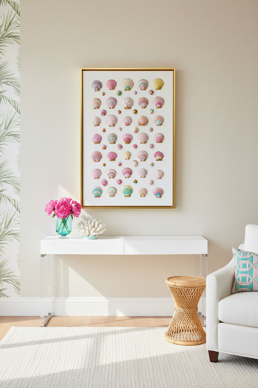 Painted Shells on Canvas Wall Art
