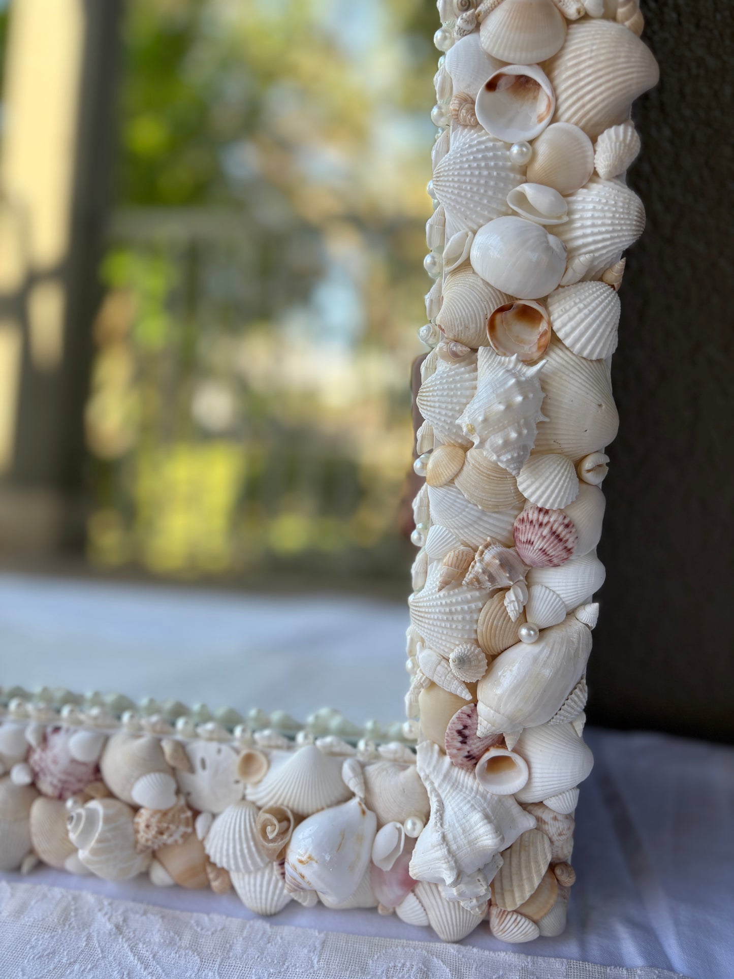 Coastal Shell Mirror – Large Neutral Seashell Vanity Wall Mirror