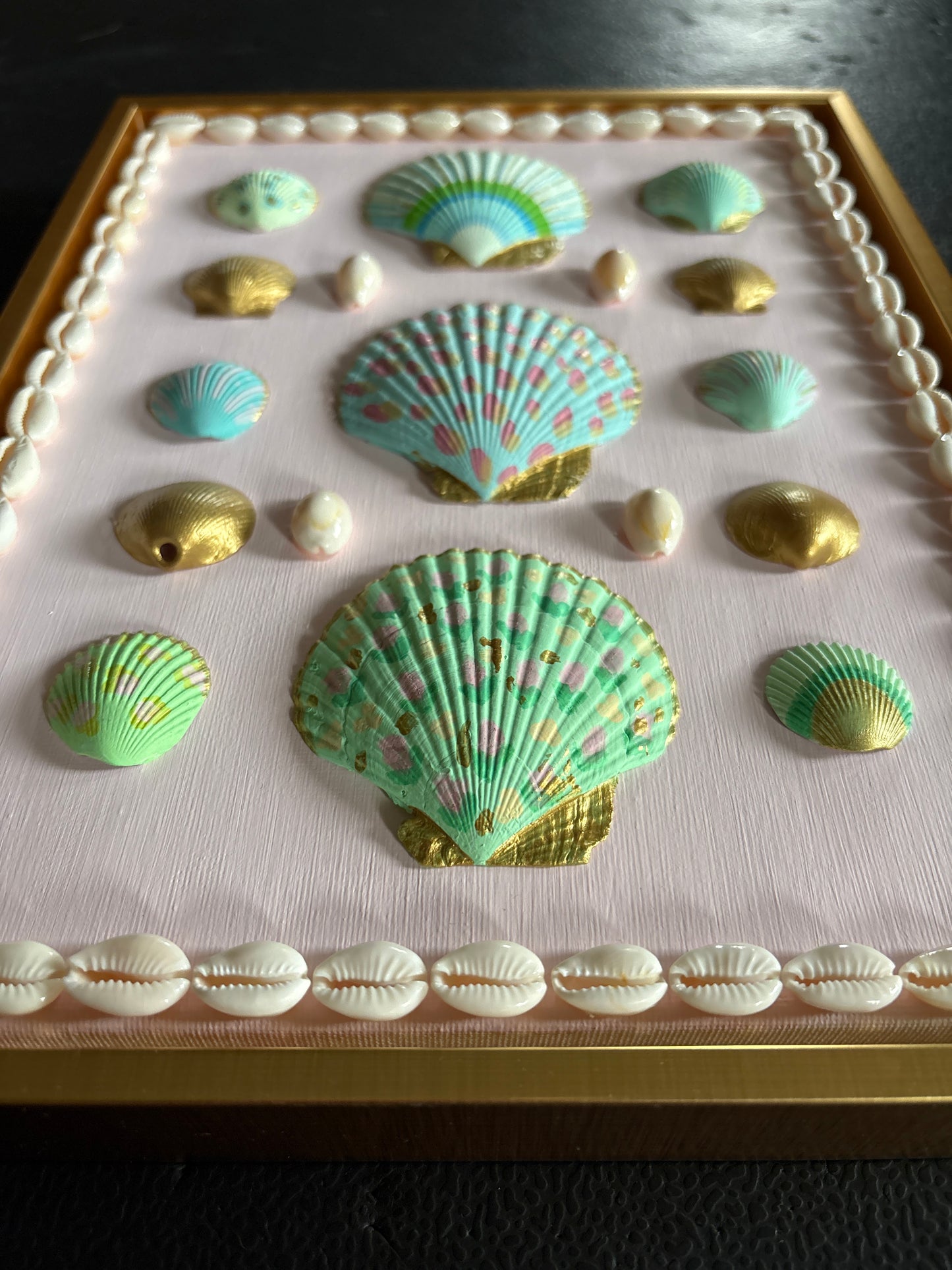 Study in Coastal Color No. IV | Palm Beach Inspired Shell Art, Shells on Canvas