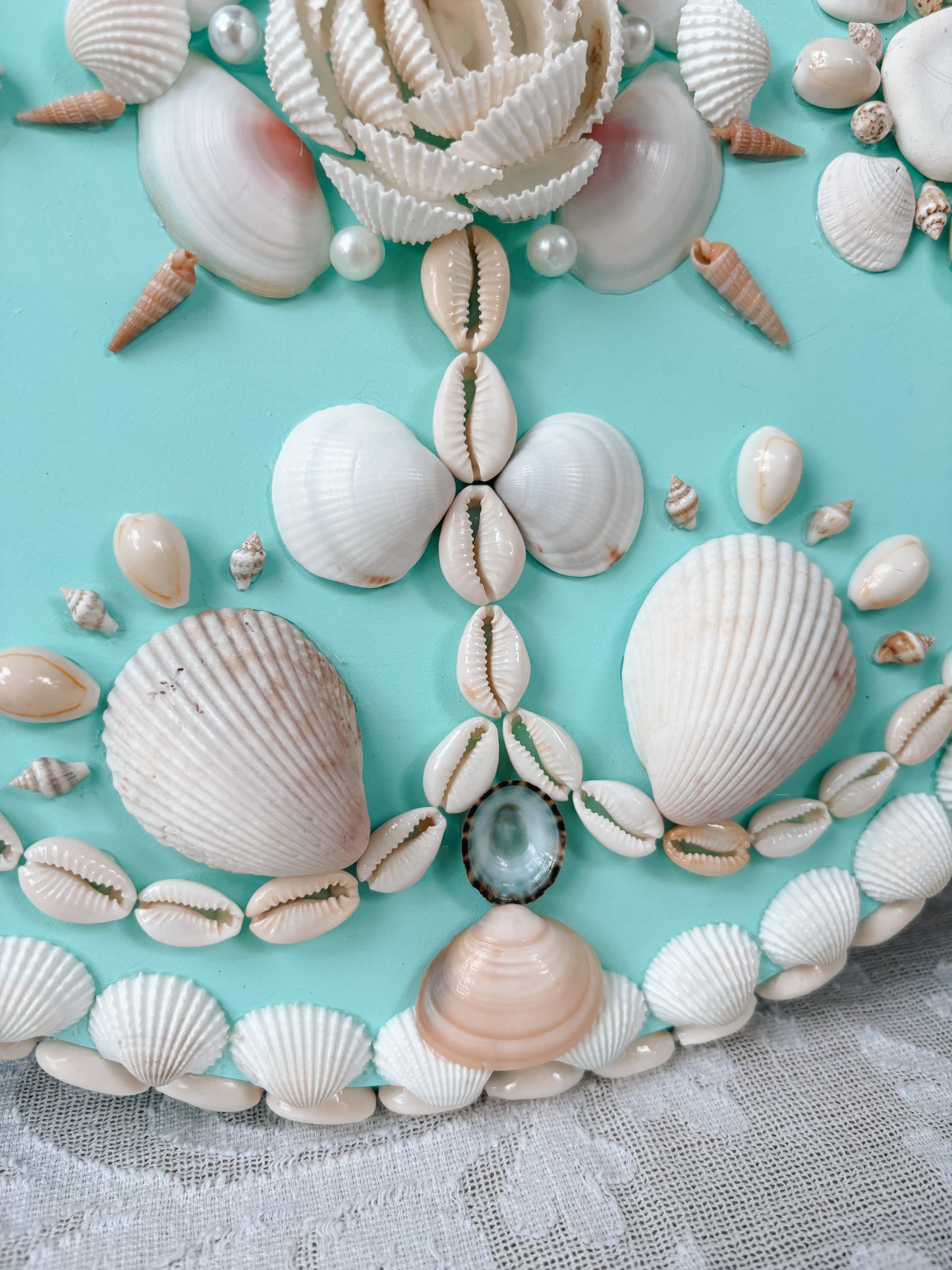 Oceana (Turquoise) Collector’s Shell Panel – Mini 12.5” Round Panel