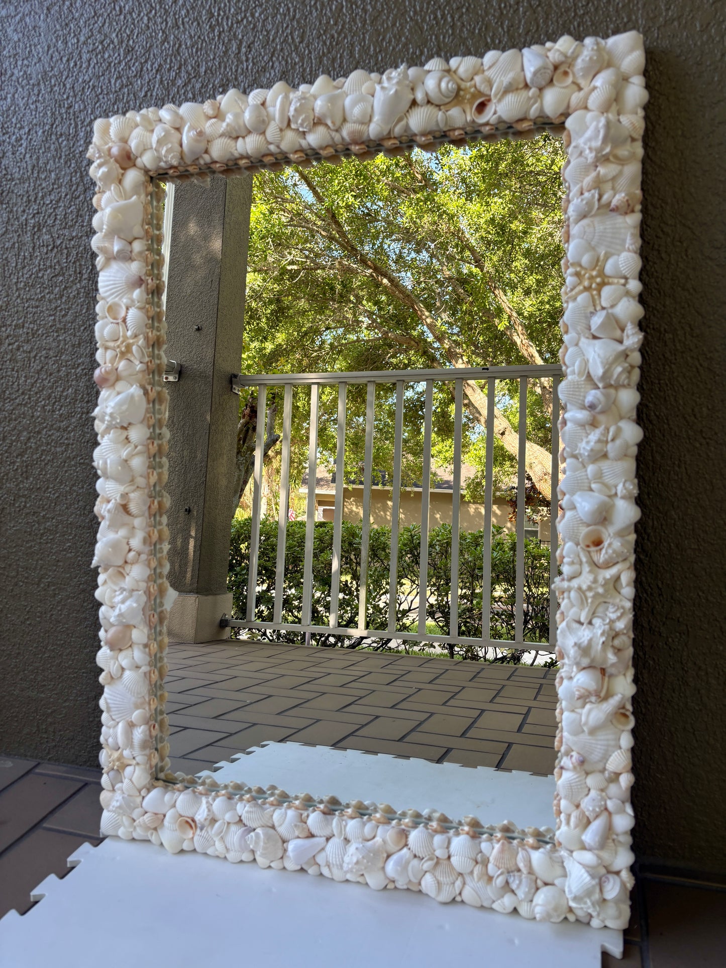 White Seashell Mirror 24x34”