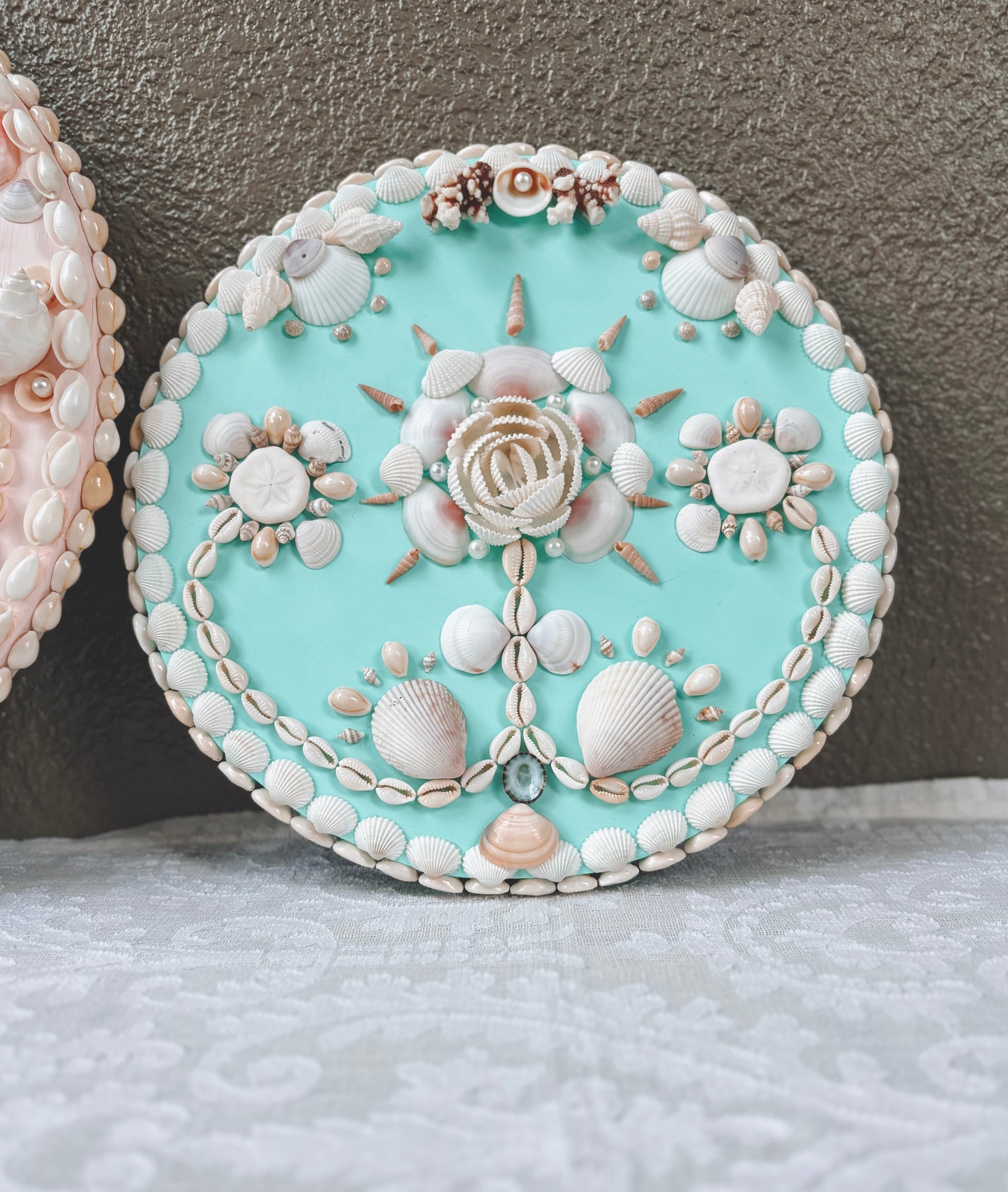 Oceana (Turquoise) Collector’s Shell Panel – Mini 12.5” Round Panel