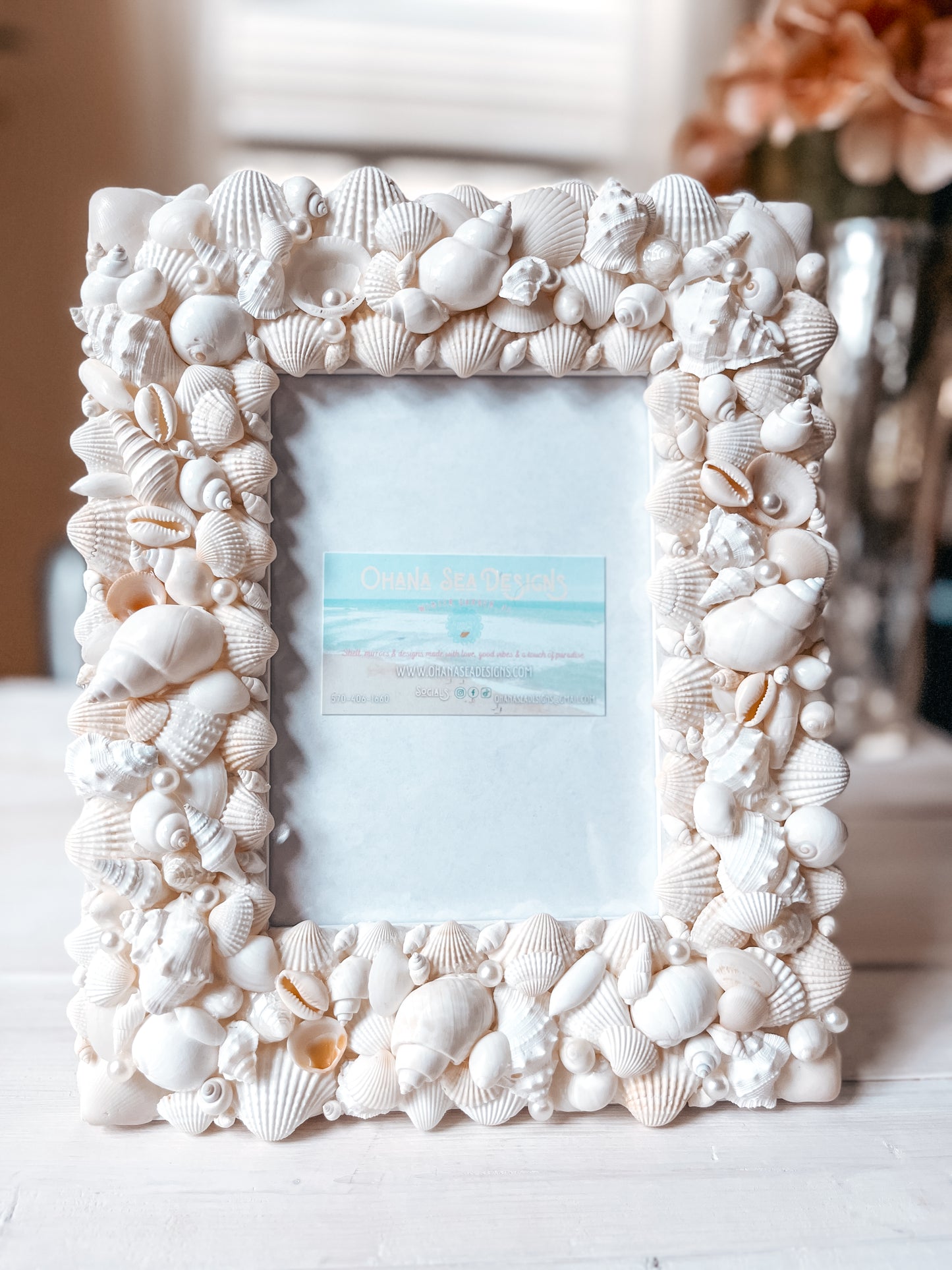 White Shell Picture Frame 4x6, 5x7 or 8x10