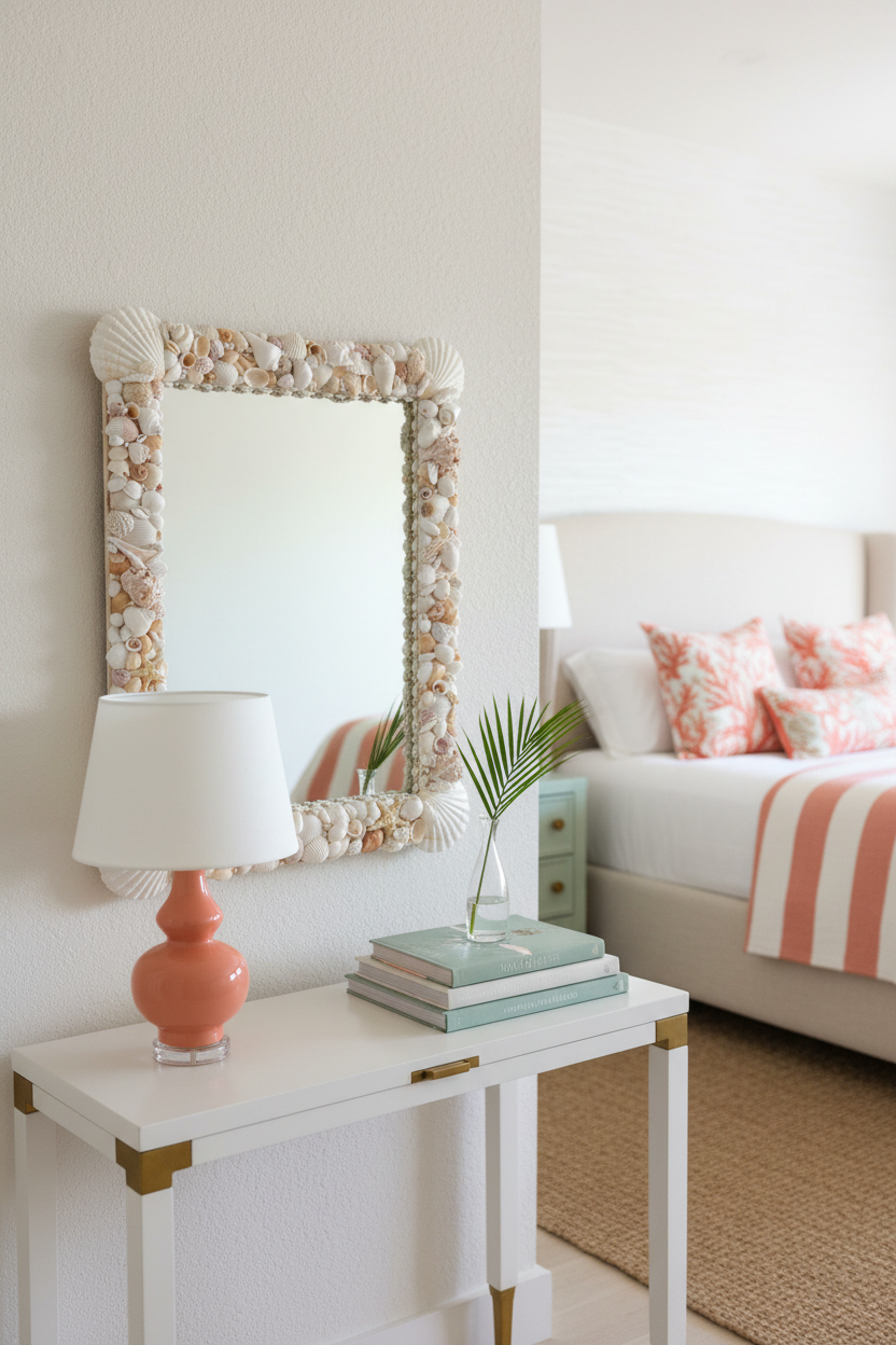 Shell Mirror with Scallop Corners