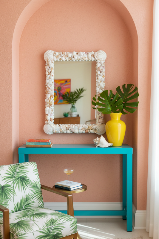 Shell Mirror with Scallop Corners