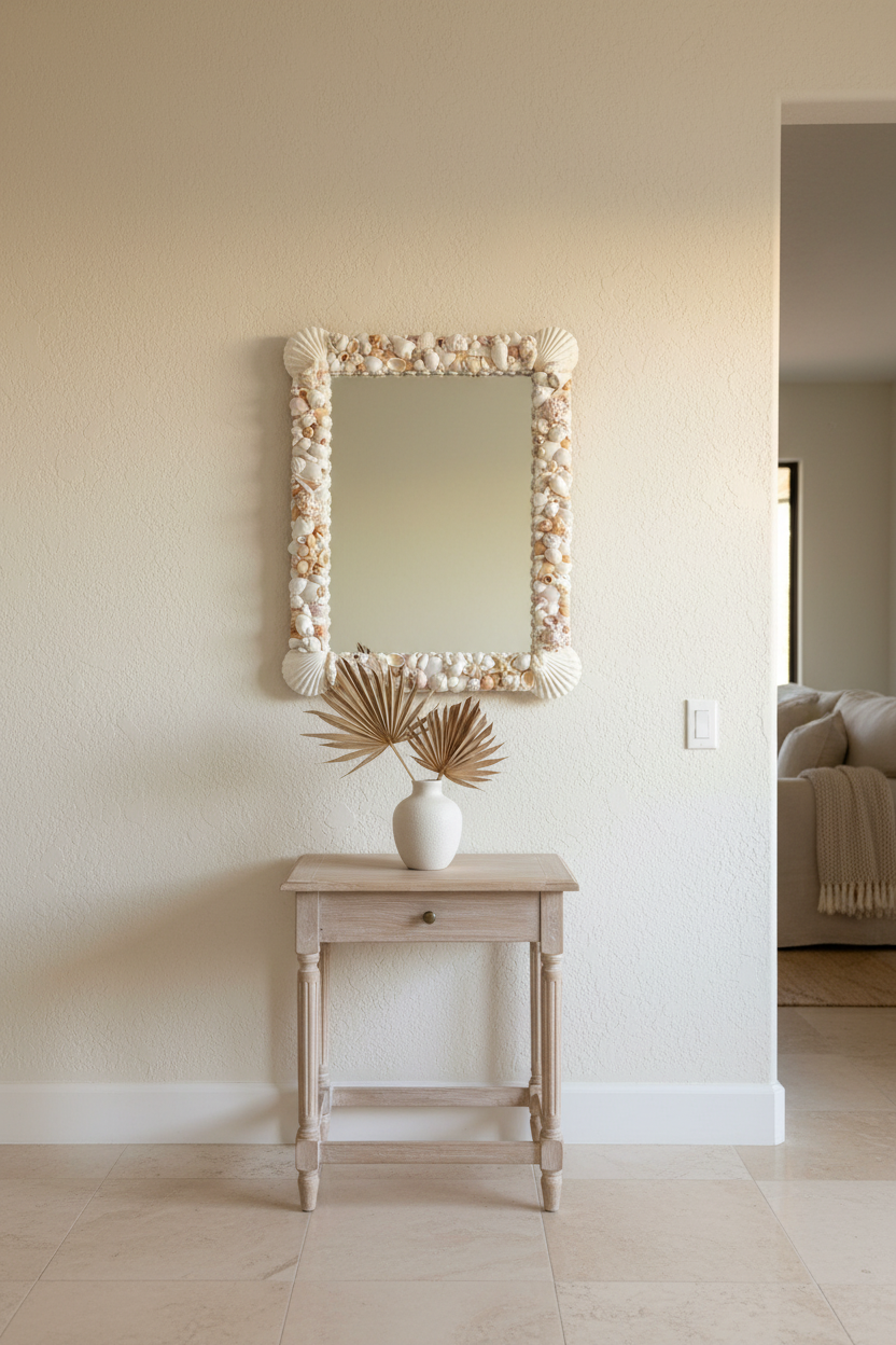 Shell Mirror with Scallop Corners