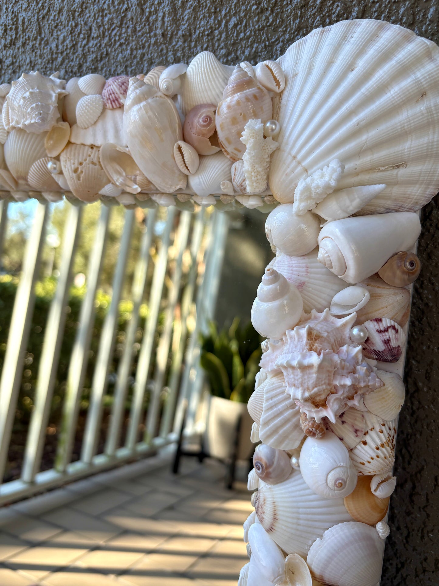 Custom Luxury Shell Mirror, Seashell Mirror with Scalloped Corner (Made to Order)