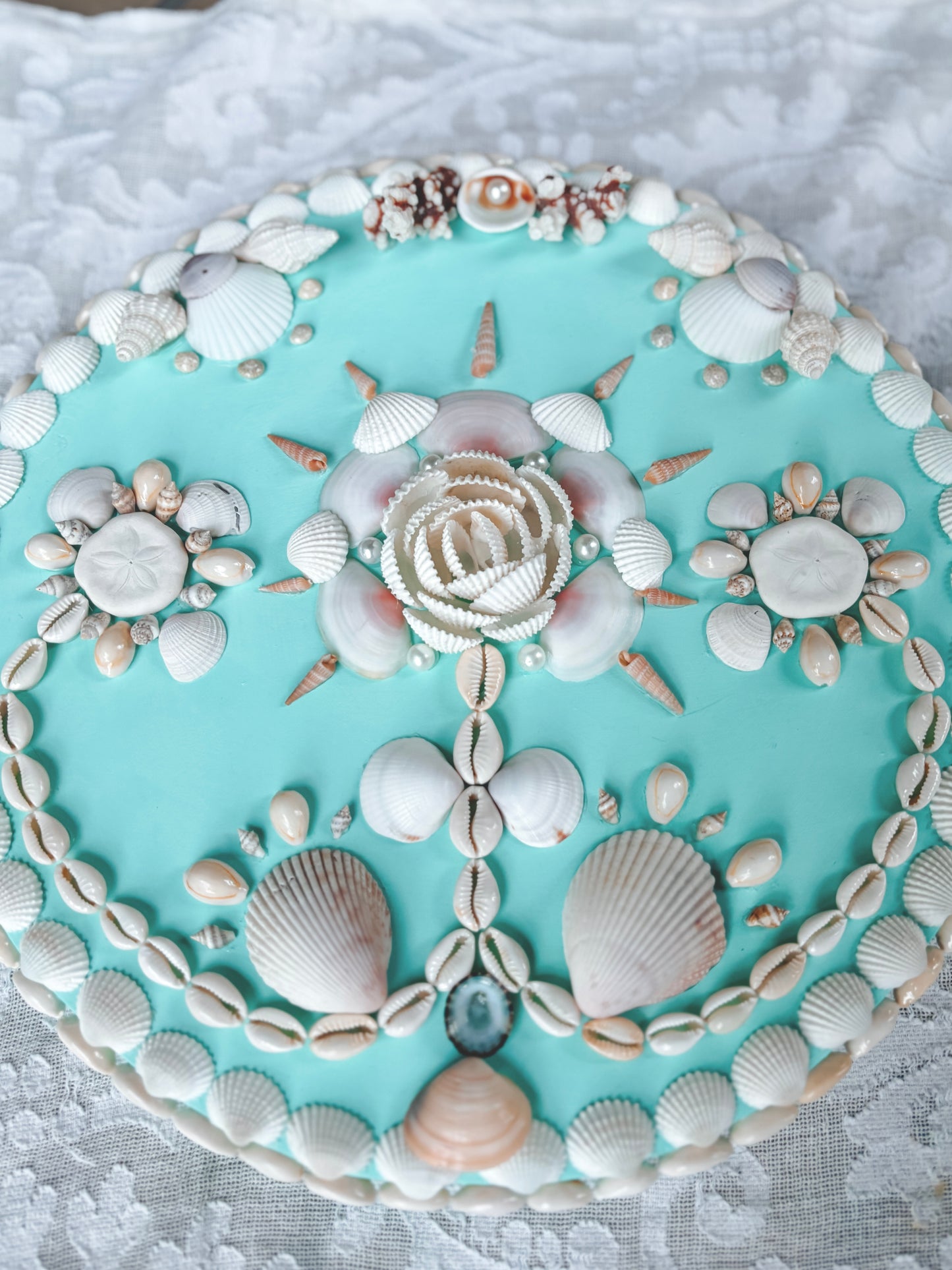 Oceana (Turquoise) Collector’s Shell Panel – Mini 12.5” Round Panel