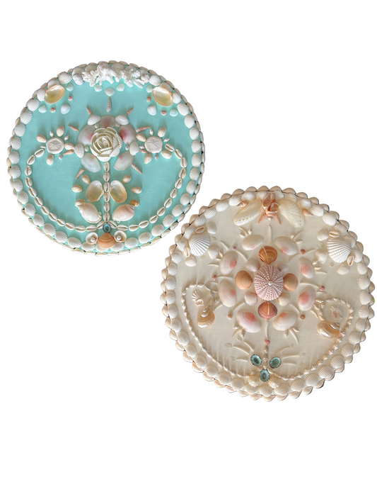 Set of Two Mini Shell Panels | Curated Coastal Wall Art Set