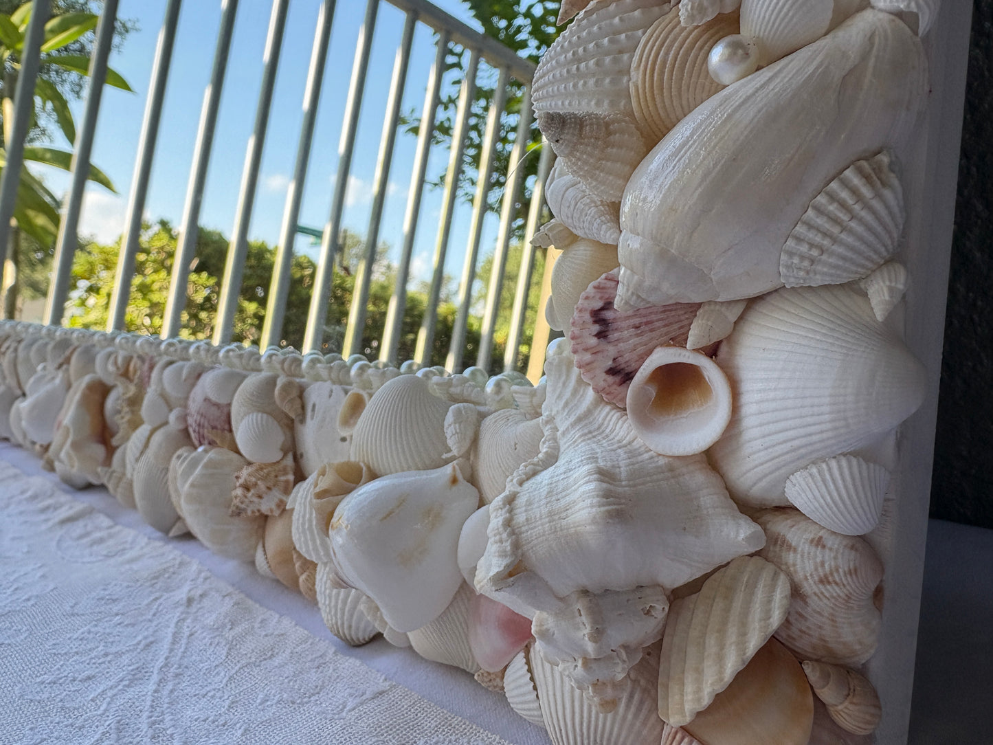 Coastal Shell Mirror – Large Neutral Seashell Vanity Wall Mirror