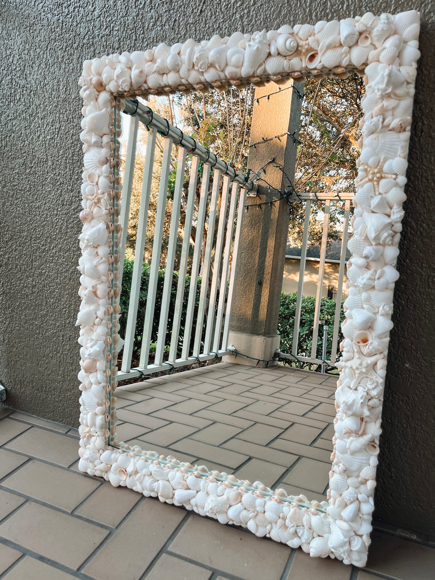 White Seashell Mirror 24x34”