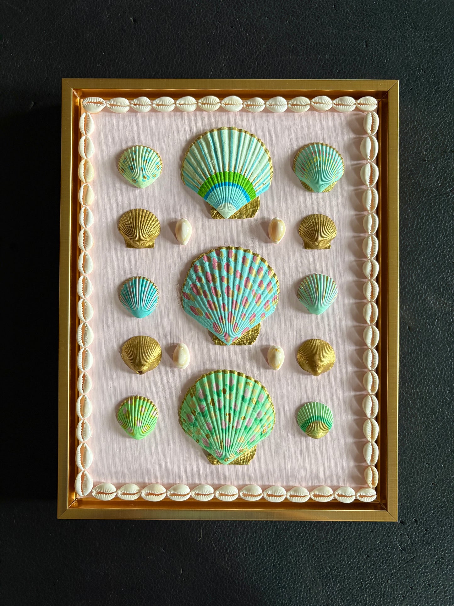 Study in Coastal Color No. IV | Palm Beach Inspired Shell Art, Shells on Canvas