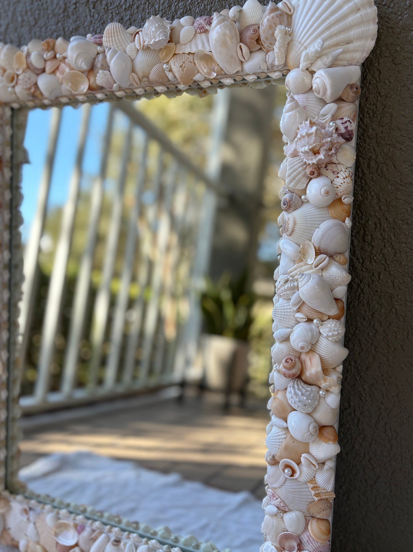Custom Luxury Shell Mirror, Seashell Mirror with Scalloped Corner (Made to Order)