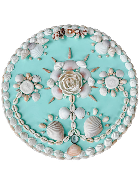 Oceana (Turquoise) Collector’s Shell Panel – Mini 12.5” Round Panel