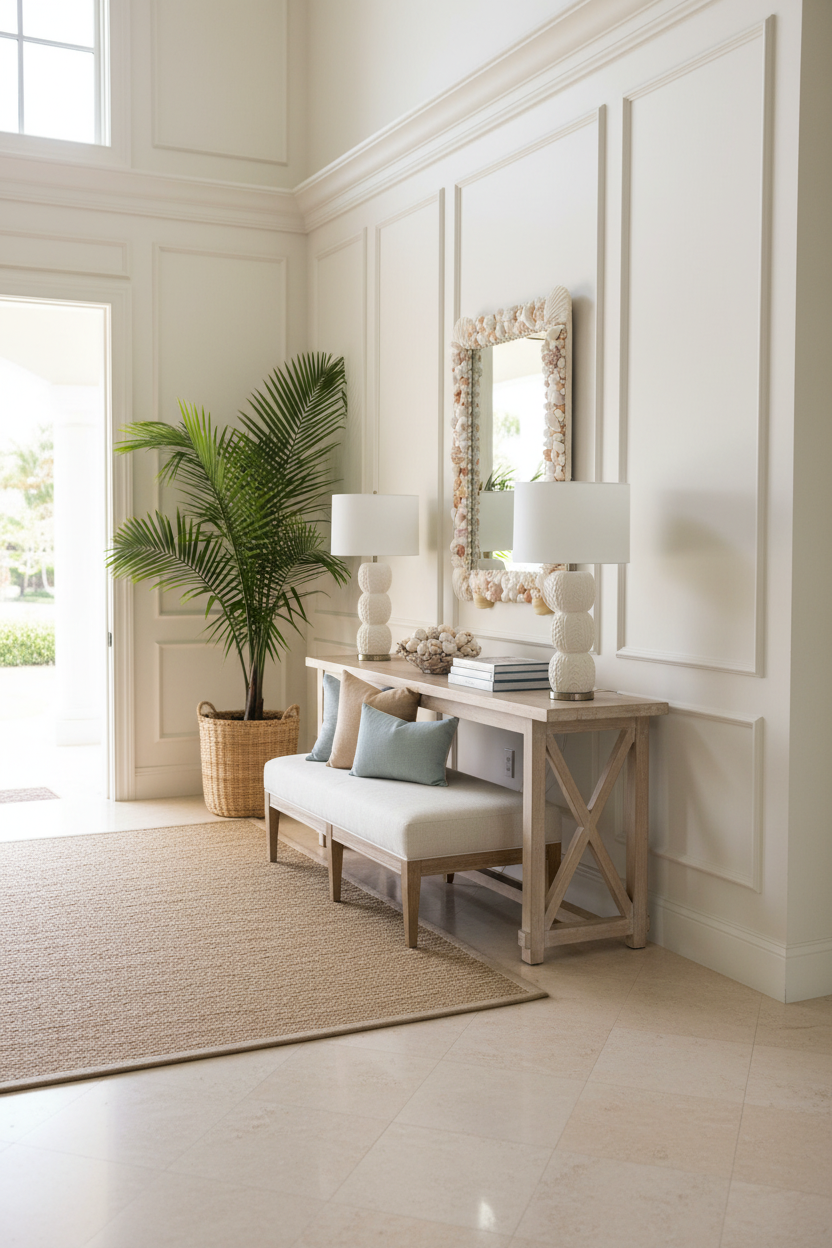 Shell Mirror with Scallop Corners
