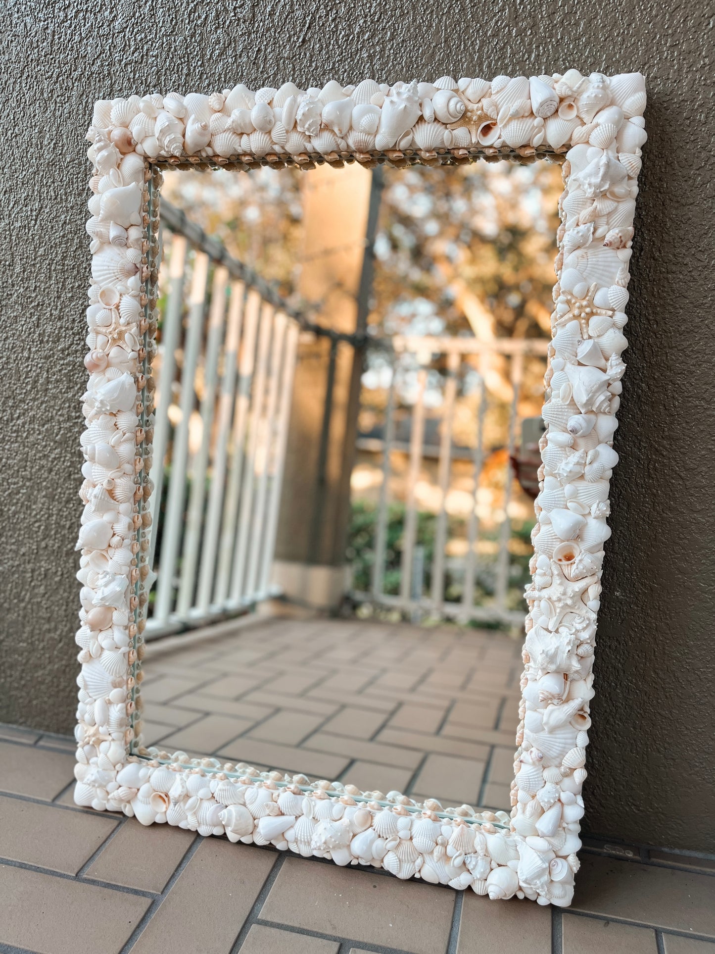 White Seashell Mirror 24x34”