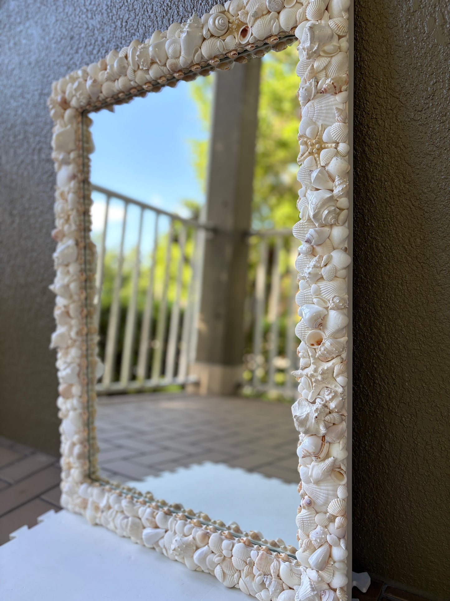 White Seashell Mirror 24x34”