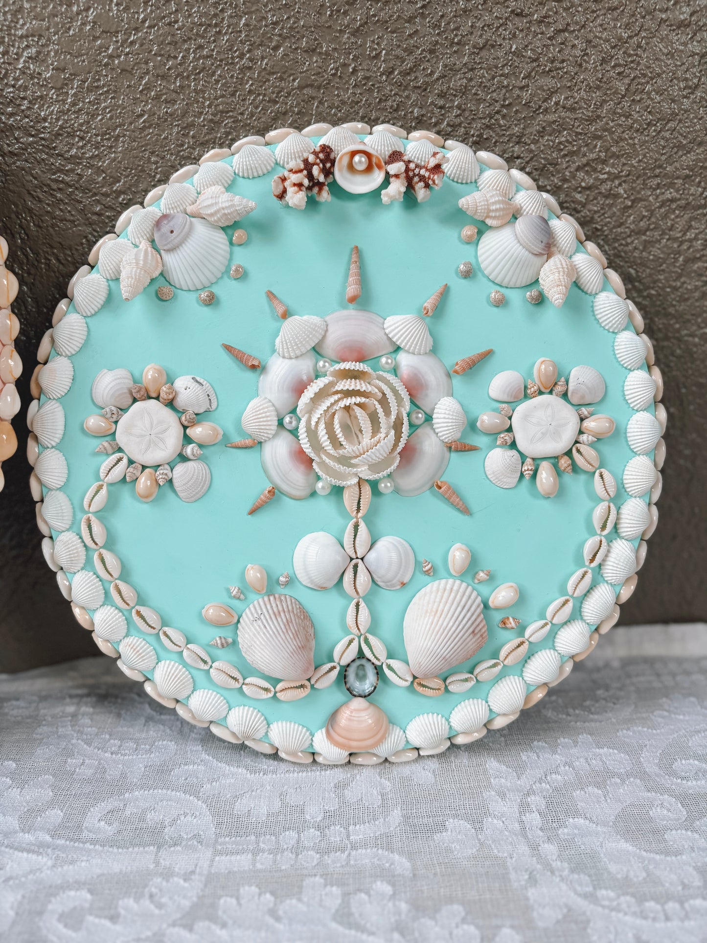 Oceana (Turquoise) Collector’s Shell Panel – Mini 12.5” Round Panel