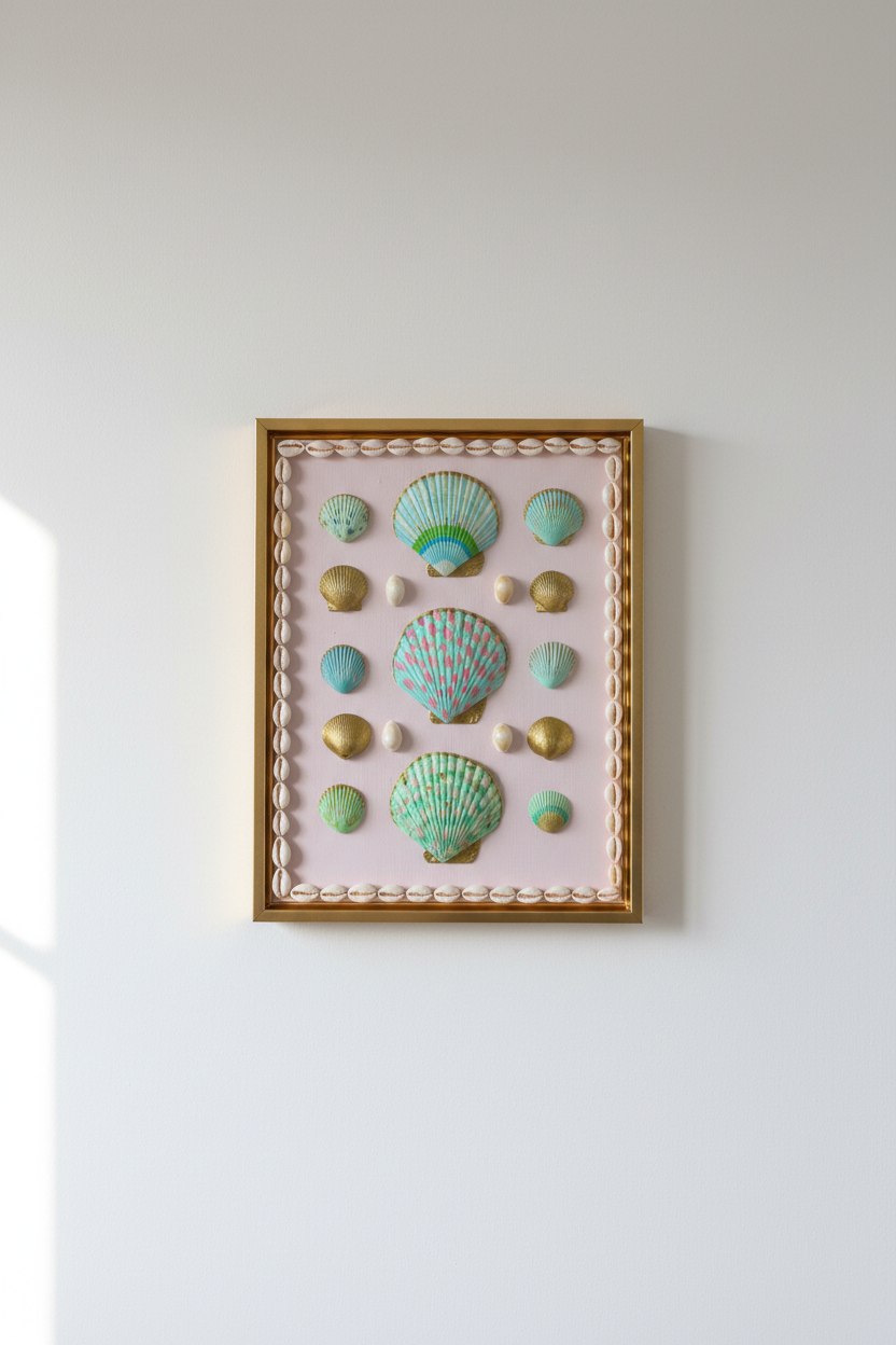 Study in Coastal Color No. IV | Palm Beach Inspired Shell Art, Shells on Canvas