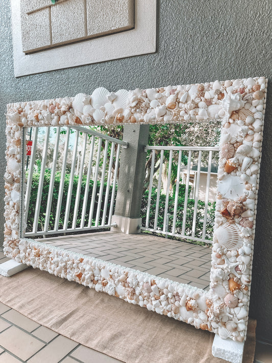 Luxury Oversized Shell Mirror with Centerpiece - Custom Design