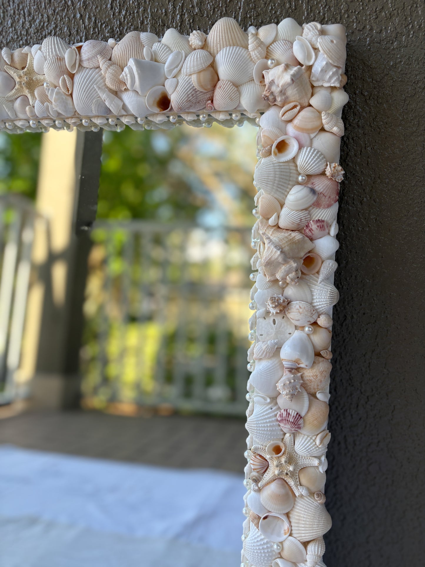 Coastal Shell Mirror – Large Neutral Seashell Vanity Wall Mirror