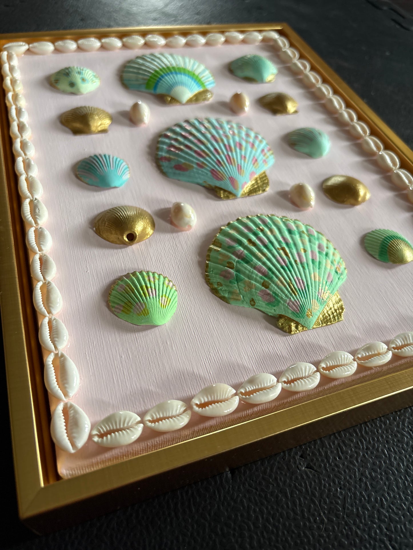 Study in Coastal Color No. IV | Palm Beach Inspired Shell Art, Shells on Canvas