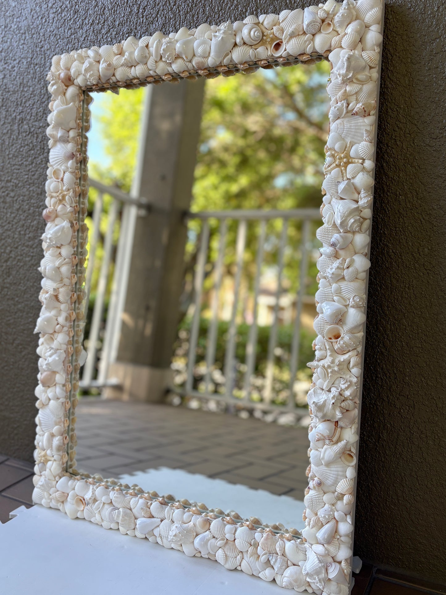 White Seashell Mirror 24x34”