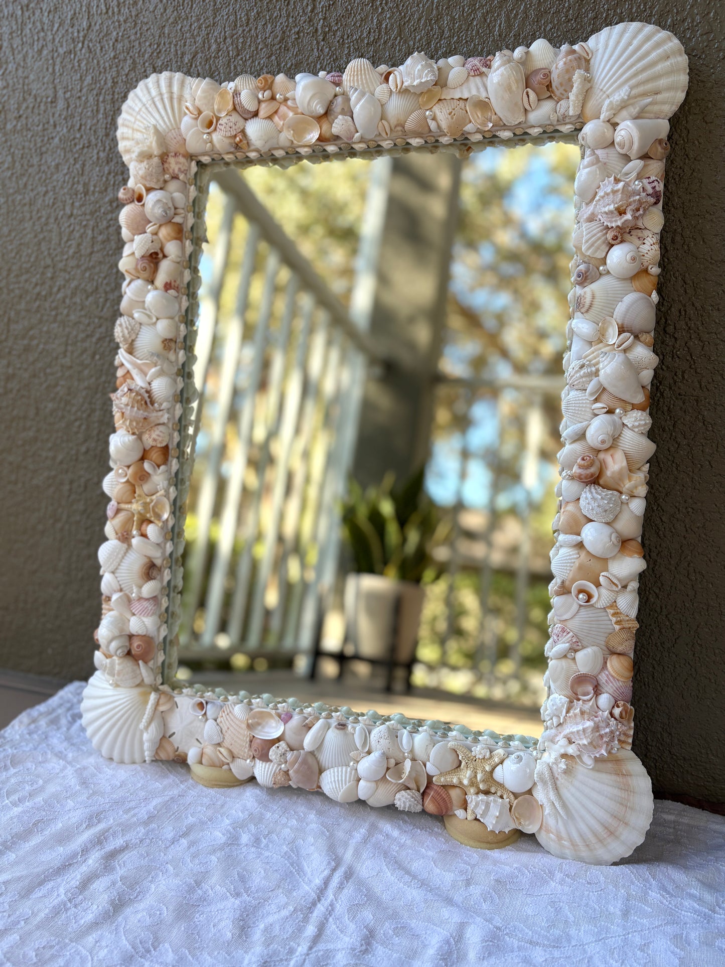 Shell Mirror with Scallop Corners