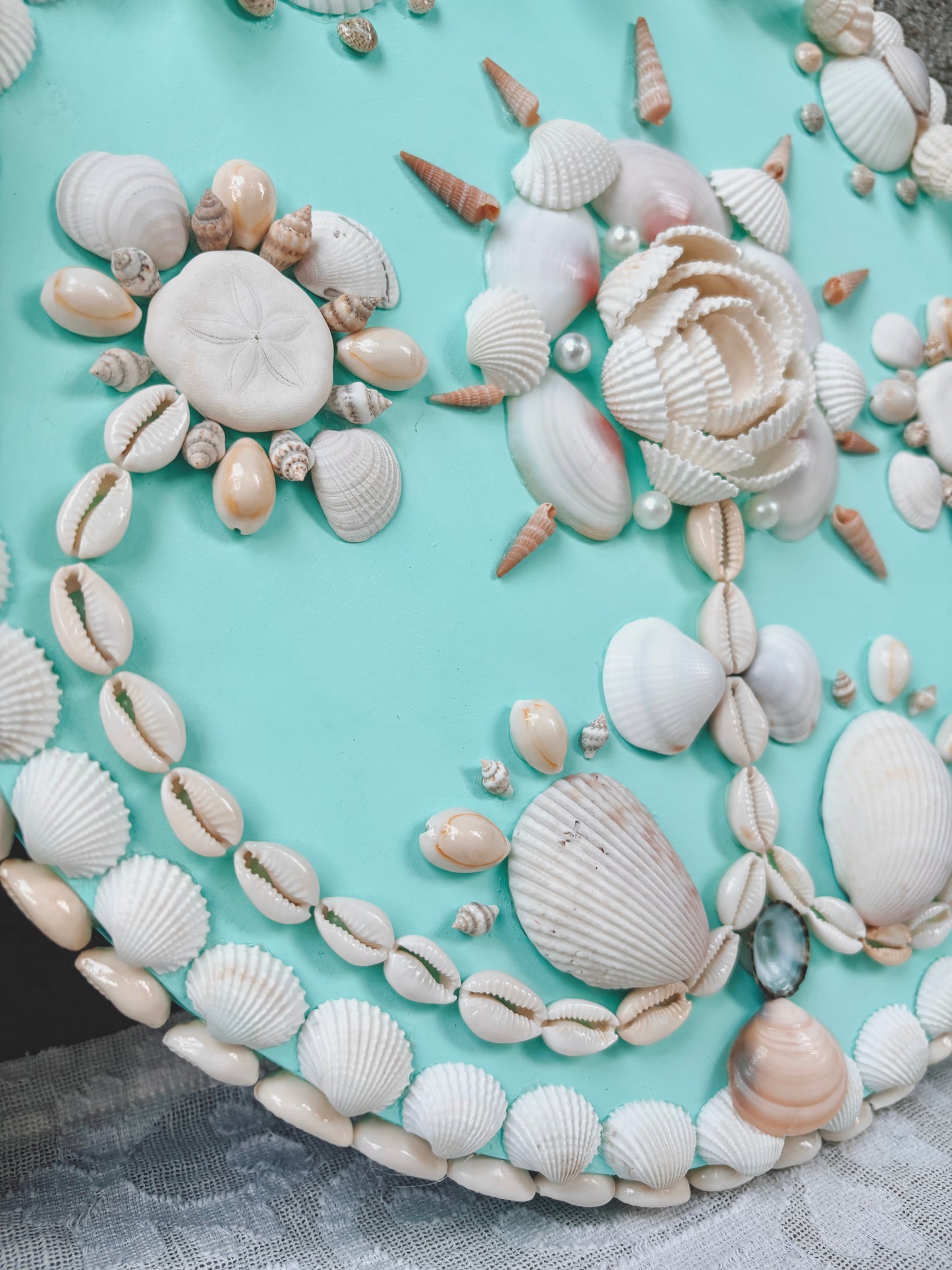 Oceana (Turquoise) Collector’s Shell Panel – Mini 12.5” Round Panel