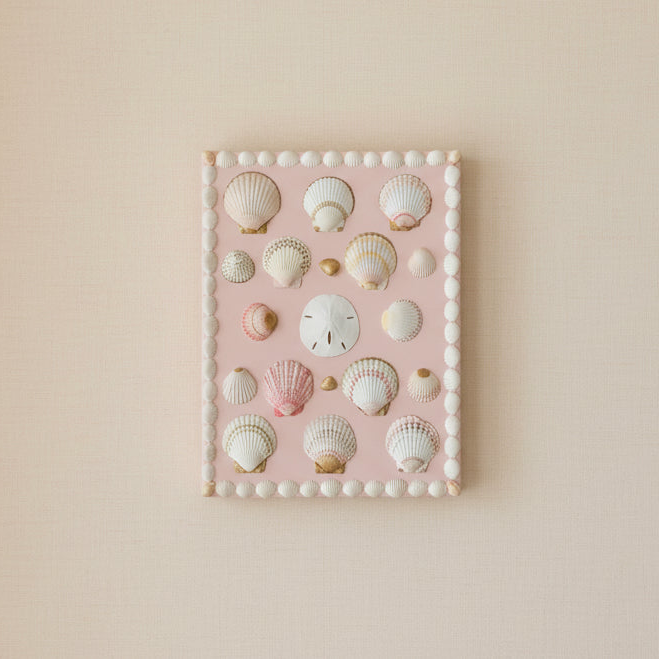 Pink Shell Wall Art on Blush Canvas - 11x14”