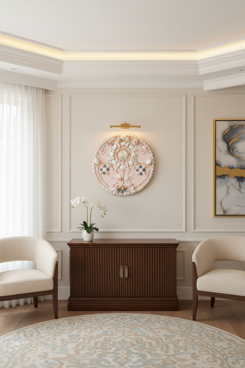 Blush Shell Panel 16.5", Mushroom Coral Center, Made-to-Order