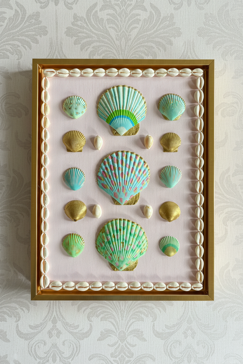 Study in Coastal Color No. IV | Palm Beach Inspired Shell Art, Shells on Canvas